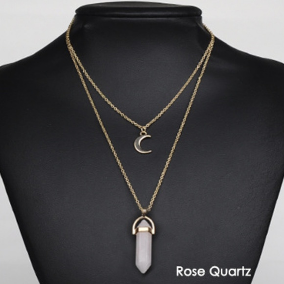 //CLEARANCE//Moon Crystal Layered Choker Necklace - Picture 7 of 8